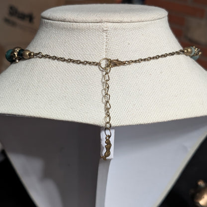 ✨Sirenne✨| Moss Agate & Bronze Mermaid Necklace with Skull Accents