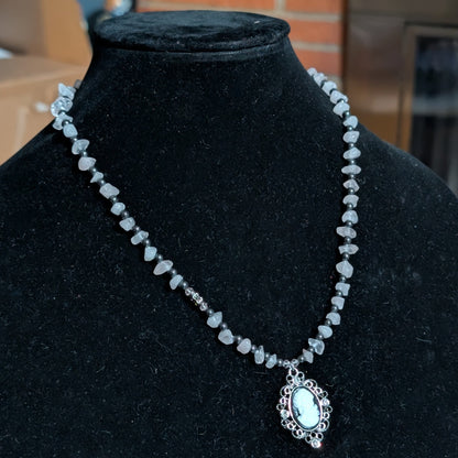 ✨Lady Punkoire✨| Rose Quartz & Hematite Cameo Necklace