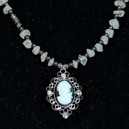 ✨Lady Punkoire✨| Rose Quartz & Hematite Cameo Necklace
