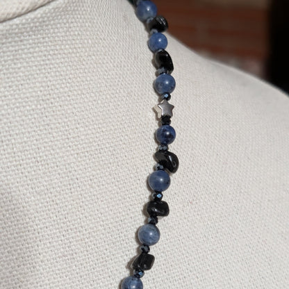 ✨Midnight Rendezvous✨| Sodalite & Obsidian Cameo Necklace