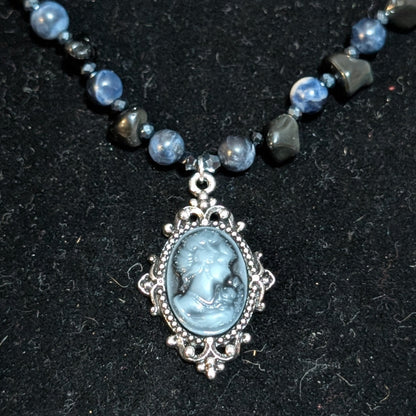 ✨Midnight Rendezvous✨| Sodalite & Obsidian Cameo Necklace