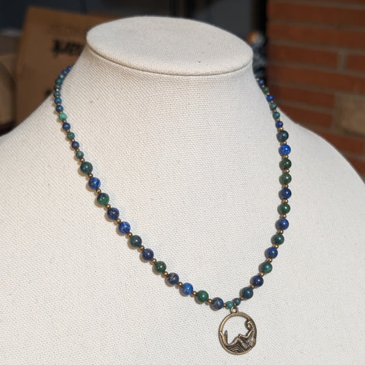 ✨Deeprest✨| Azurite Lapis Mermaid Necklace with Bronze Accents