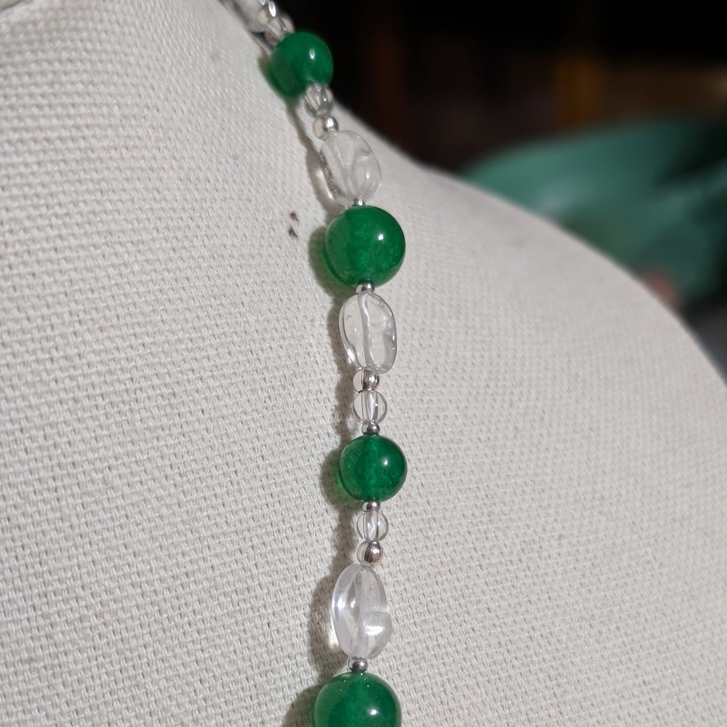 ✨Pondlight Jewels✨| Green Jade & Clear Quartz Frog Necklace