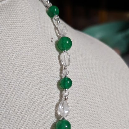 ✨Pondlight Jewels✨| Green Jade & Clear Quartz Frog Necklace
