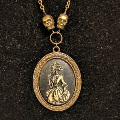 ✨Mortoire✨| Victorian Skeleton Cameo Pendant on Antiqued Chain with Skull Accents