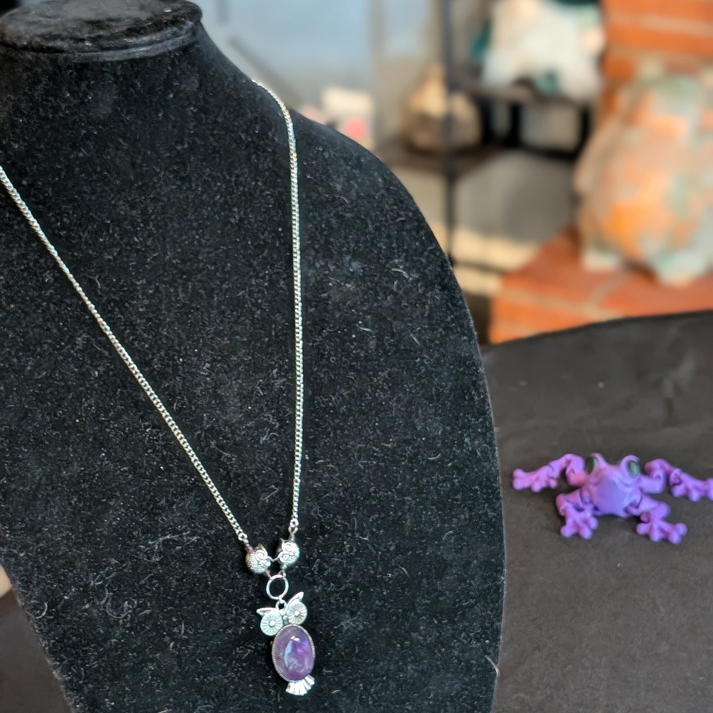 ✨Amethowl✨| Amethyst Owl Pendant Necklace with Owl Bead Accents