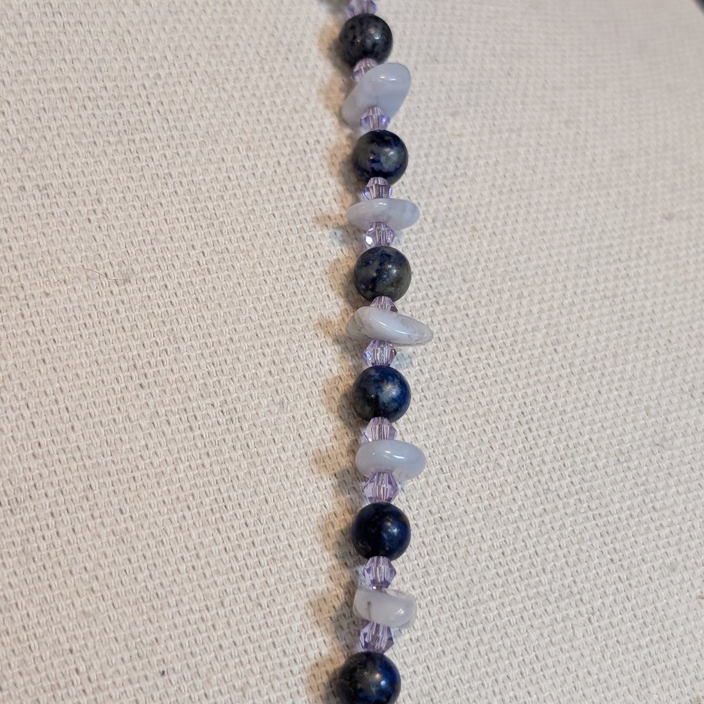 ✨Leapspray✨| Dolphin Cameo Necklace in Lapis Lazuli & Blue Lace Agate