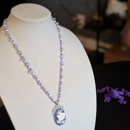 ✨Petalwing Whisper✨| Blue Lace Agate & Howlite 3D Butterfly Cameo Necklace with Toggle Clasp