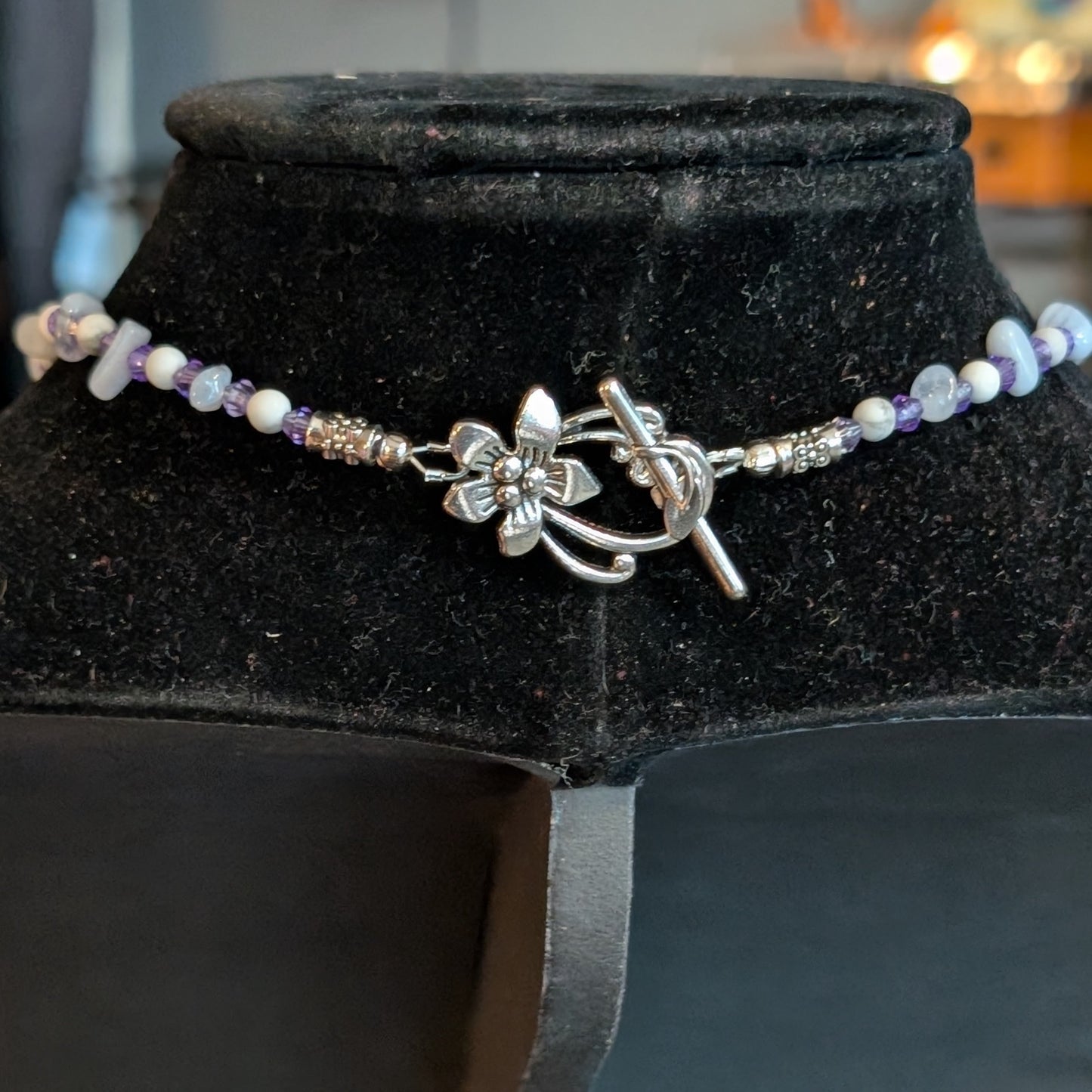 ✨Petalwing Whisper✨| Blue Lace Agate & Howlite 3D Butterfly Cameo Necklace with Toggle Clasp