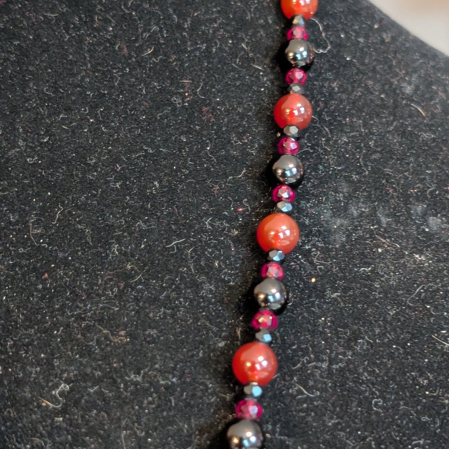 ✨Lady Sangoire✨| Red Agate & Onyx Necklace with Skeleton Cameo Pendant