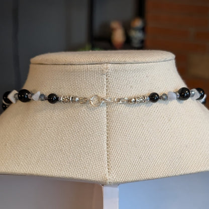 ✨Dreamwing Charger✨| Blue Lace Agate & Onyx Necklace with Pegasus Cameo Pendant