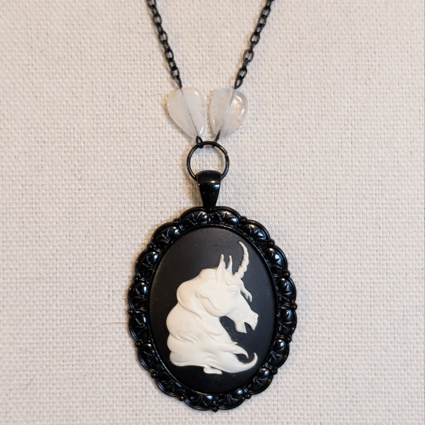 ✨Celestiax✨| Unicorn Cameo Necklace with Rainbow Moonstone Accents & Matching Earrings