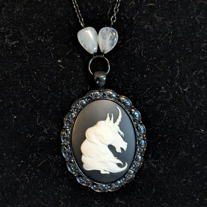 ✨Celestiax✨| Unicorn Cameo Necklace with Rainbow Moonstone Accents & Matching Earrings