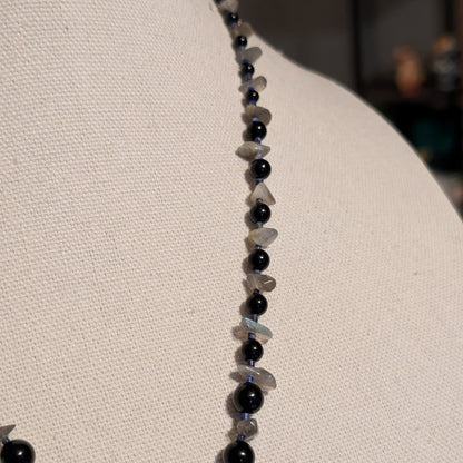 ✨Midnight Confidante✨| Labradorite, Onyx, & Lapis Skeletal Cameo Necklace