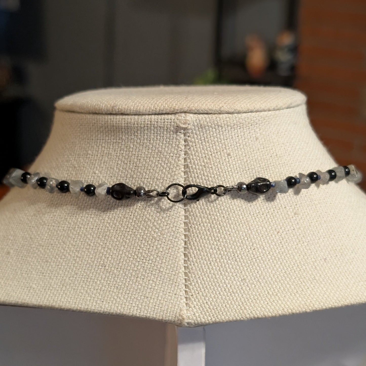 ✨Midnight Confidante✨| Labradorite, Onyx, & Lapis Skeletal Cameo Necklace