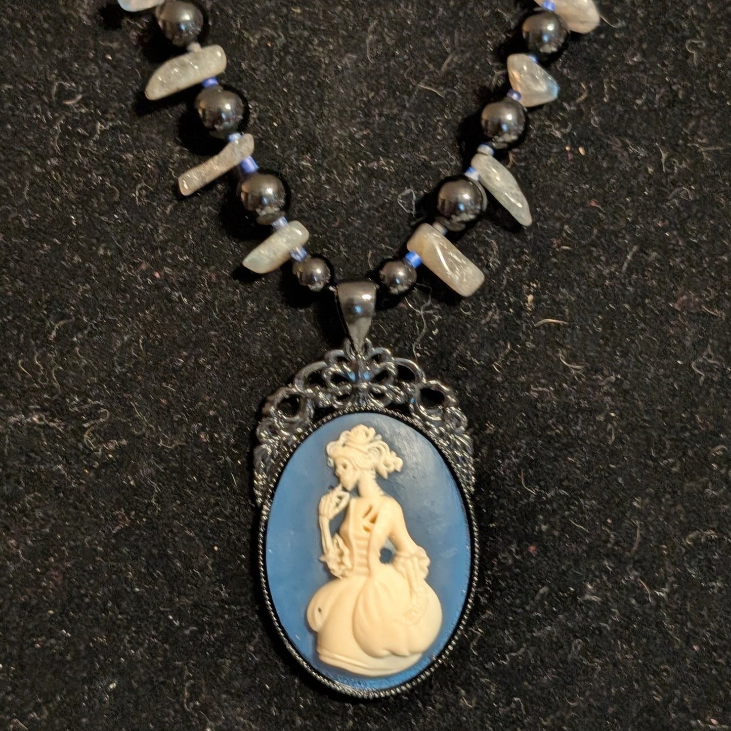 ✨Midnight Confidante✨| Labradorite, Onyx, & Lapis Skeletal Cameo Necklace