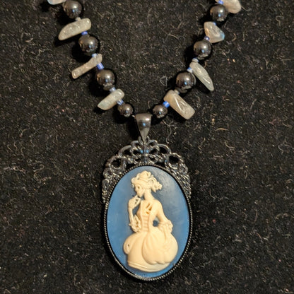 ✨Midnight Confidante✨| Labradorite, Onyx, & Lapis Skeletal Cameo Necklace
