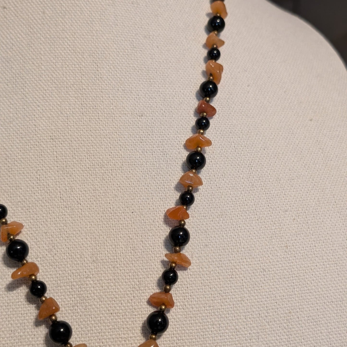 ✨Maravilla Muerta✨| Orange Aventurine & Onyx Skeletal Cameo Talisman Necklace