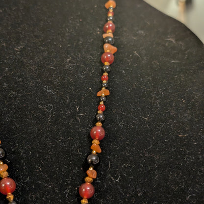 ✨Mariskullisman✨| Red Agate, Onyx, & Orange Aventurine Marigold Skull Cameo Necklace