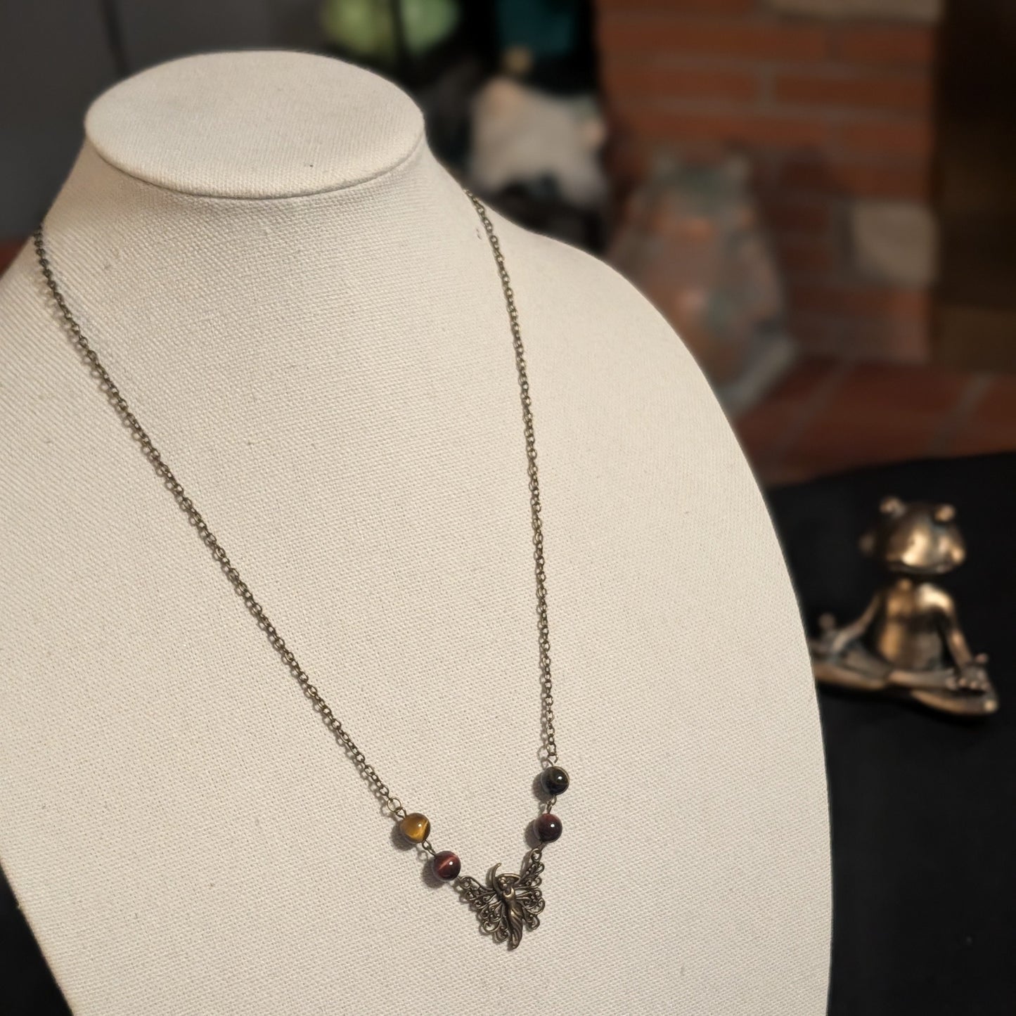 ✨Duskdervish✨| Bronze Fairy & Tri-Color Tiger's Eye Necklace