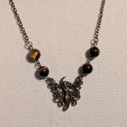 ✨Duskdervish✨| Bronze Fairy & Tri-Color Tiger's Eye Necklace
