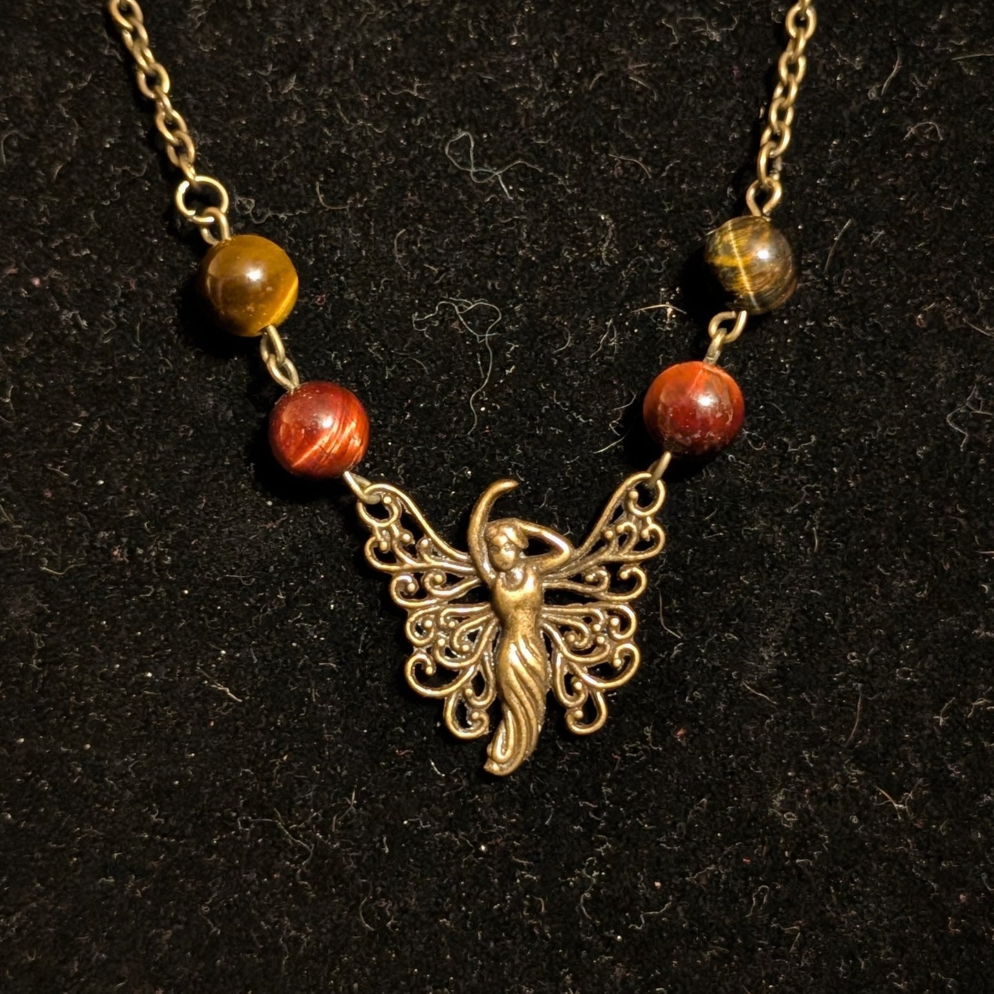 ✨Duskdervish✨| Bronze Fairy & Tri-Color Tiger's Eye Necklace