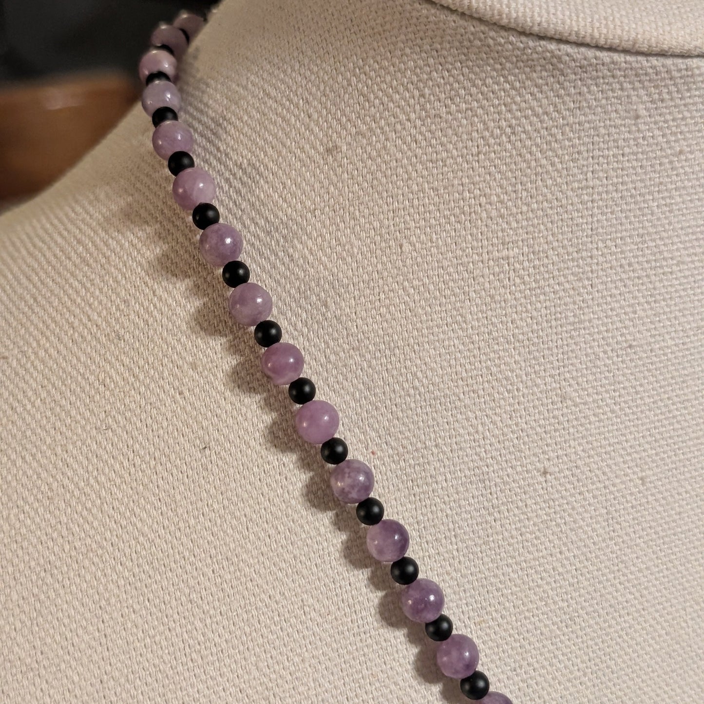 ✨Mournament Bloom✨| Lepidolite & Onyx Rose Cameo Necklace