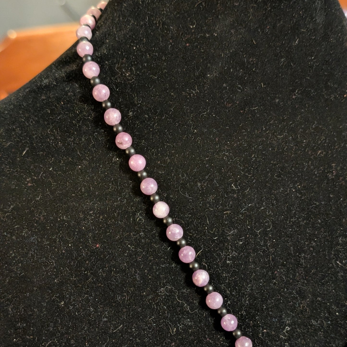 ✨Mournament Bloom✨| Lepidolite & Onyx Rose Cameo Necklace