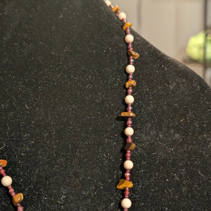 ✨Madame Foladrop✨| Garnet, Riverstone & Tiger’s Eye Skeleton Cameo Necklace