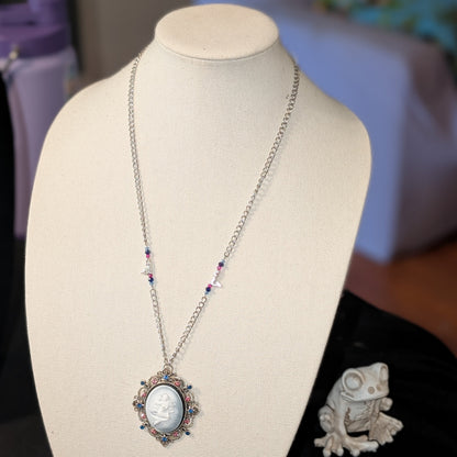 ✨Melusina’s Song✨| Mermaid Cameo Necklace with Pink & Blue Sparkle