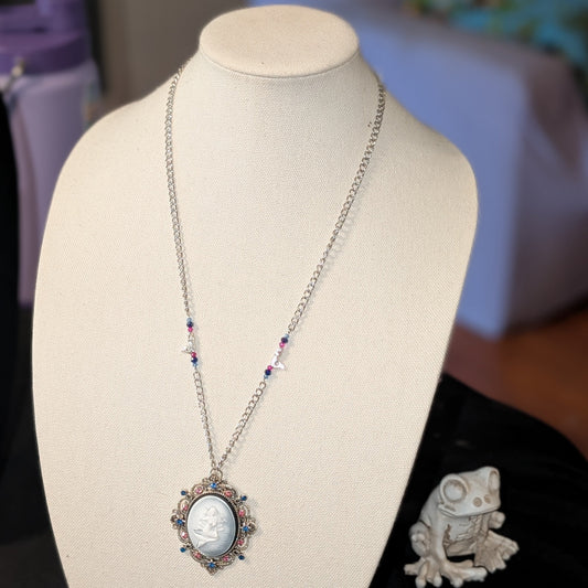 ✨Melusina’s Song✨| Mermaid Cameo Necklace with Pink & Blue Sparkle