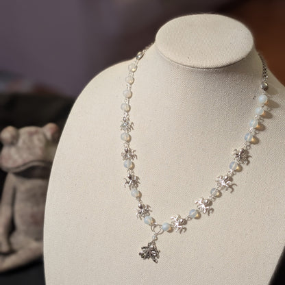 ✨Octopalle✨| Moonstone Opalite & Silver Octopus Necklace