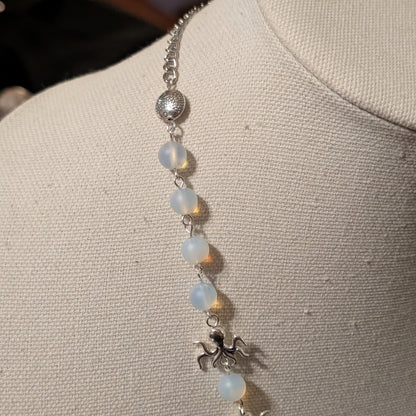 ✨Octopalle✨| Moonstone Opalite & Silver Octopus Necklace