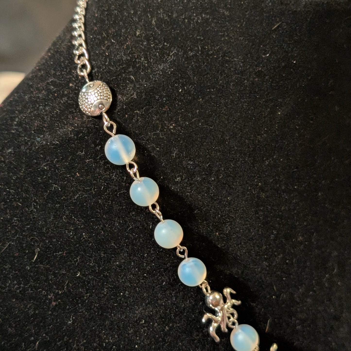 ✨Octopalle✨| Moonstone Opalite & Silver Octopus Necklace
