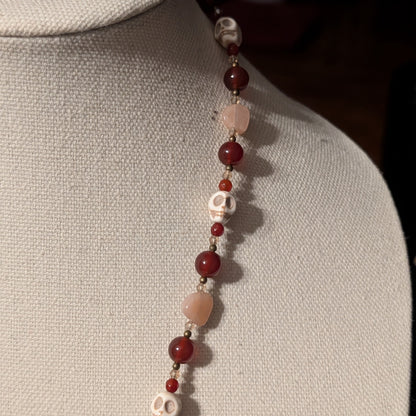 ✨Succubeloved✨| Red Jade & Sunstone Skull Cameo Necklace