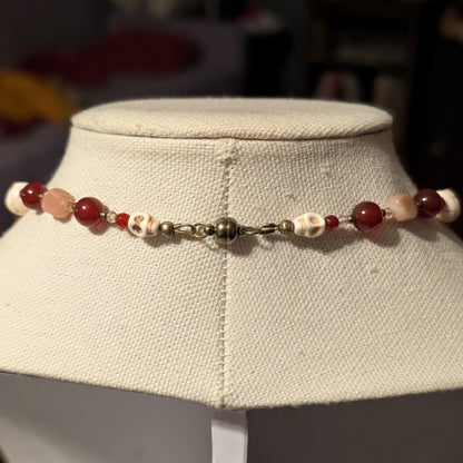 ✨Succubeloved✨| Red Jade & Sunstone Skull Cameo Necklace