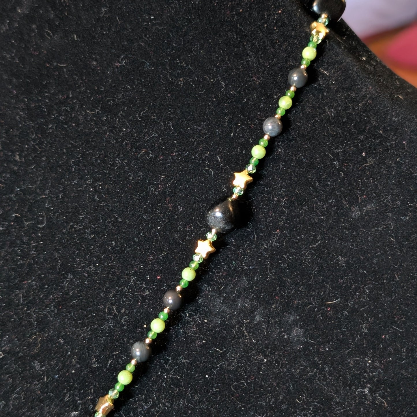 ✨Eidolaris✨| Green Jade & Obsidian Fairy Cameo Necklace