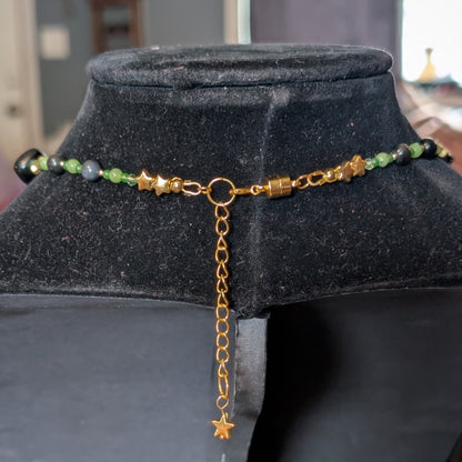 ✨Eidolaris✨| Green Jade & Obsidian Fairy Cameo Necklace