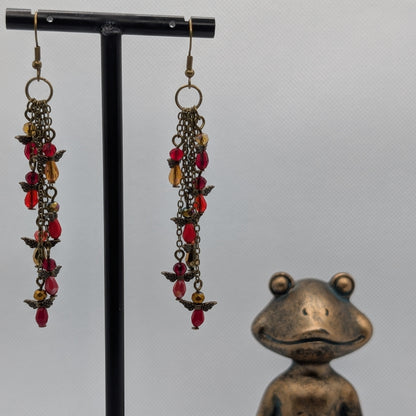 ✨Sandspout Omen✨| Crimson Storm Rainveil Cascade Earrings