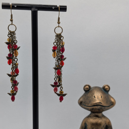 ✨Sandspout Omen✨| Crimson Storm Rainveil Cascade Earrings