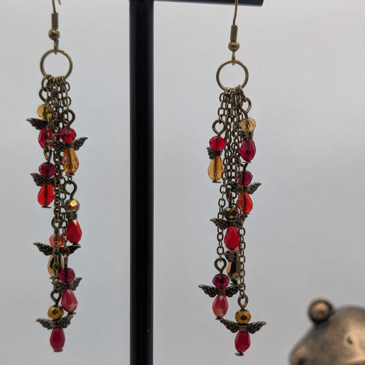 ✨Sandspout Omen✨| Crimson Storm Rainveil Cascade Earrings