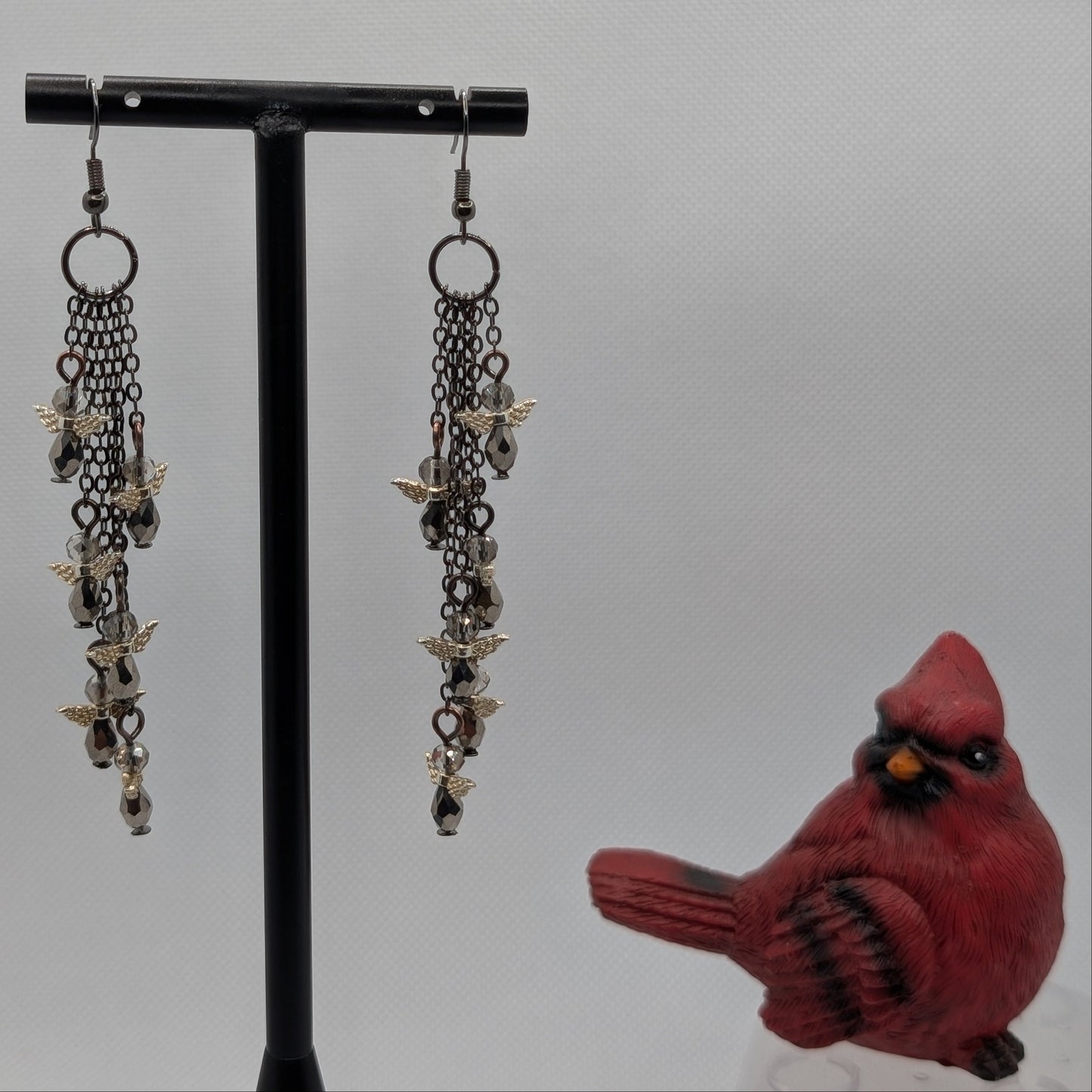 ✨Shiversparkle Torrent✨| Silver & Gray Rainveil Cascade Fairy Earrings