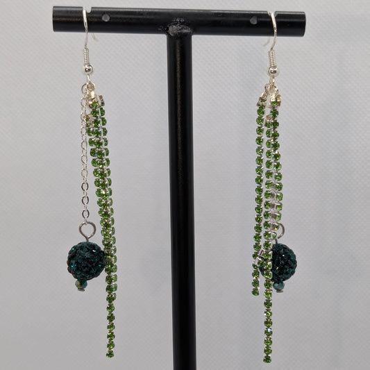 ✨Faelee’s Comet✨| Green Rhinestone Comet Earrings