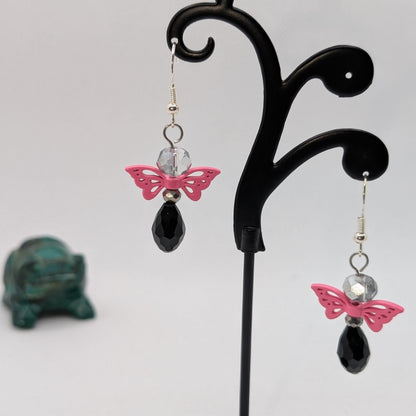 ✨Kaleidowings✨| Colorful Glass Fairy Earrings with Filigree Wings — Multiple Variations