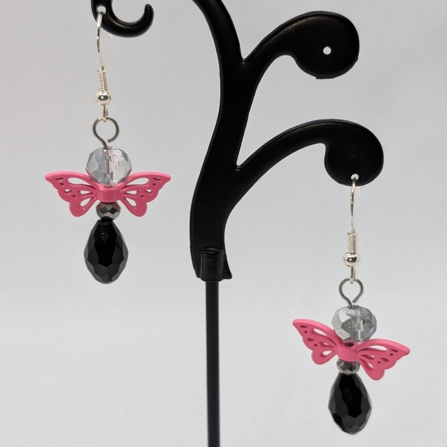 ✨Kaleidowings✨| Colorful Glass Fairy Earrings with Filigree Wings — Multiple Variations