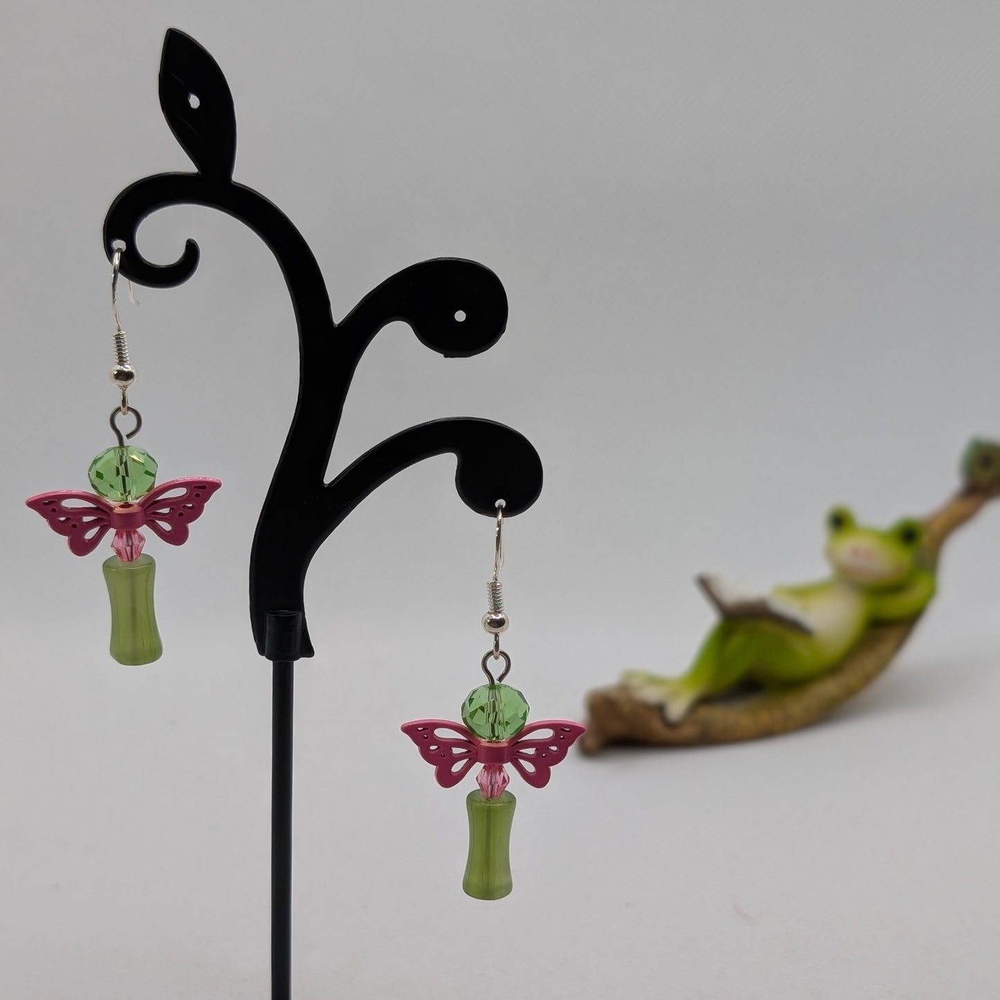 ✨Kaleidowings✨| Colorful Glass Fairy Earrings with Filigree Wings — Multiple Variations
