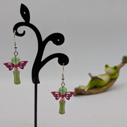 ✨Kaleidowings✨| Colorful Glass Fairy Earrings with Filigree Wings — Multiple Variations
