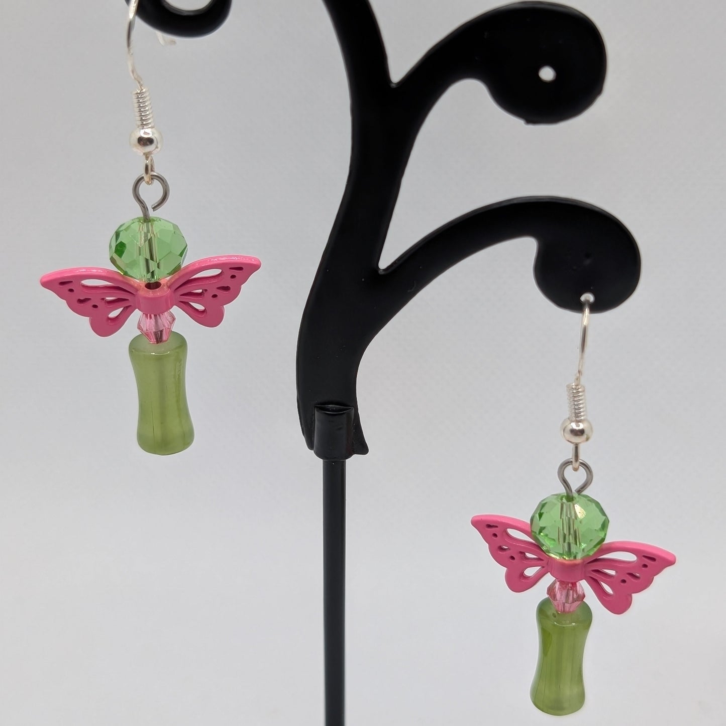 ✨Kaleidowings✨| Colorful Glass Fairy Earrings with Filigree Wings — Multiple Variations