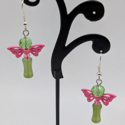 ✨Kaleidowings✨| Colorful Glass Fairy Earrings with Filigree Wings — Multiple Variations