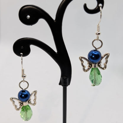✨The Flutterlark Trio✨| Colorful Glass Fairy Earrings with Silver Butterfly Outline Wings